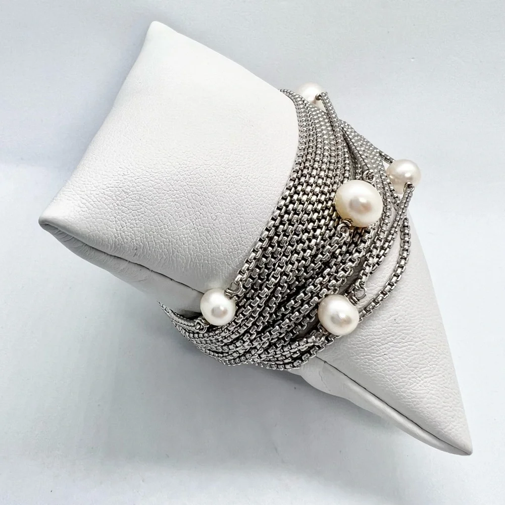 David Yurman Sixteen-Row Chain Bracelet with Pearls - Picture 3 of 13